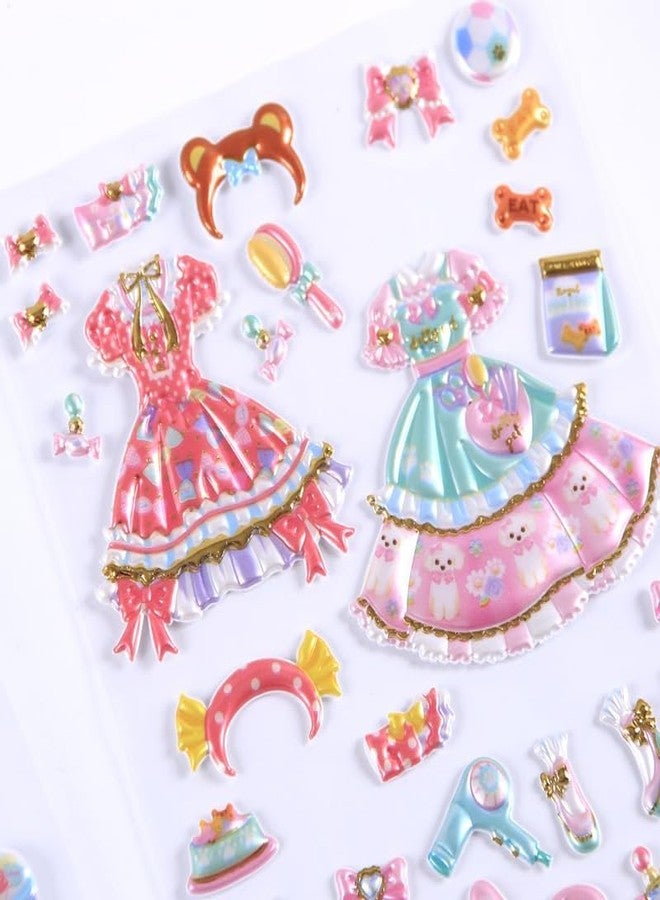 Parshya Kawaii 3D Puffy Stickers for Kids, 3D Stickers for Craft Book & Scrapbook, Self-Adhesive Kawaii Stickers Set, Cute Stickers for Girls and Boys(Random Theme) (Dress Me Up, 8) - Image 1